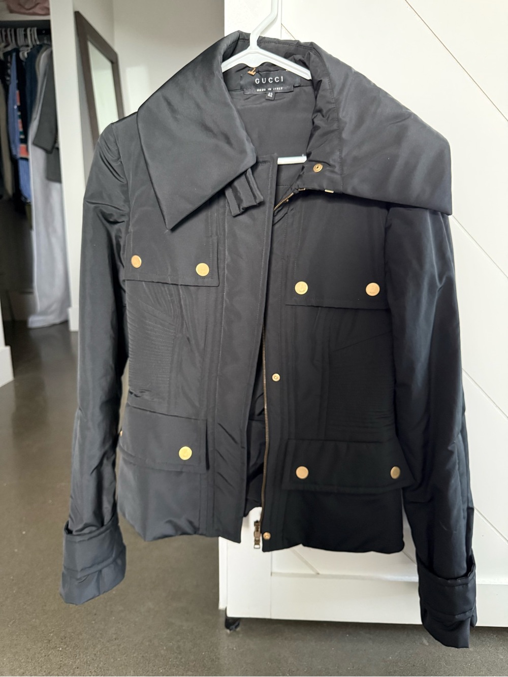 Gucci Black Bomber Jacket with Gold Buttons - Picture 3 of 5